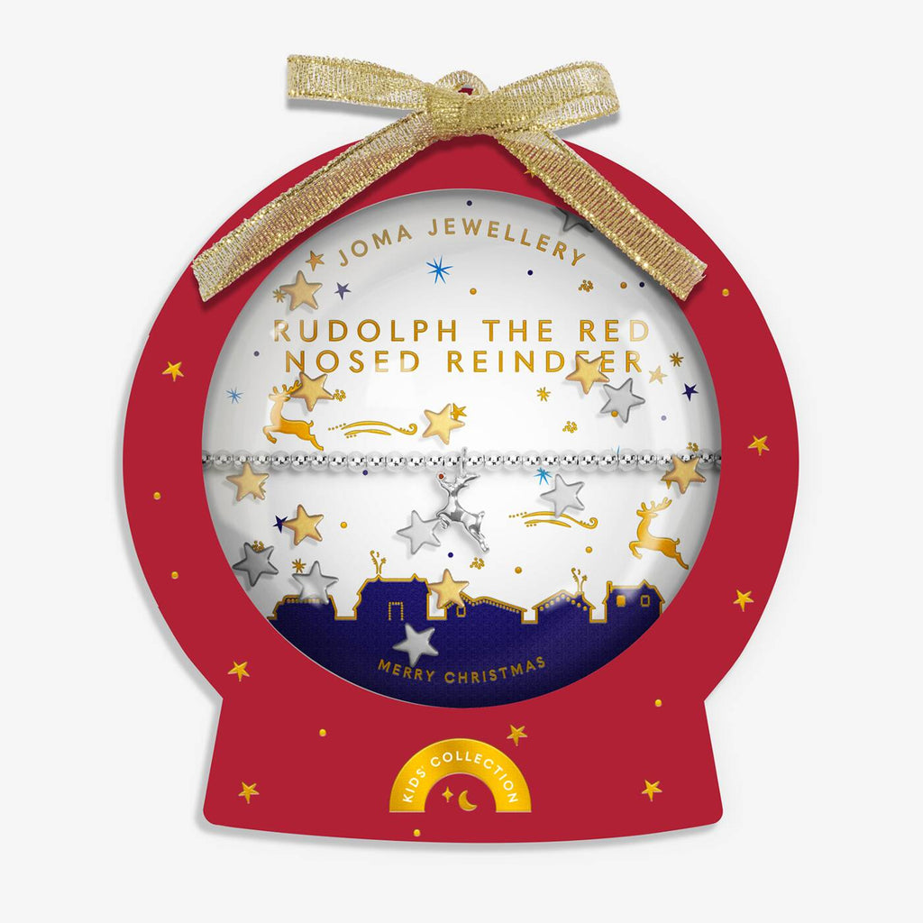 Joma Jewellery Kids' Snowglobe A Little Rudolph The Red Nosed Reindeer Silver Plated Bracelet