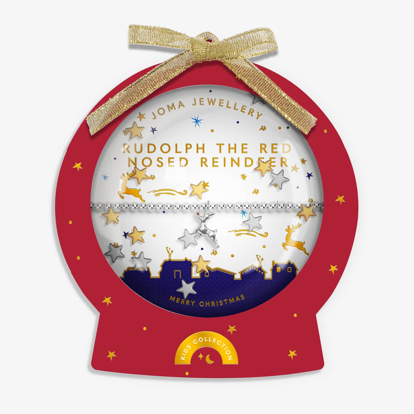 Joma Jewellery Kids' Snowglobe A Little Rudolph The Red Nosed Reindeer Silver Plated Bracelet