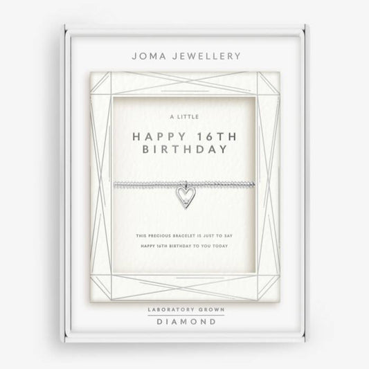 Joma Jewellery Laboratory Grown Diamond A Little Happy 16th Birthday Silver Plated Bracelet