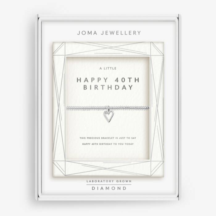 Joma Jewellery Laboratory Grown Diamond A Little Happy 40Th Birthday Silver Plated Bracelet