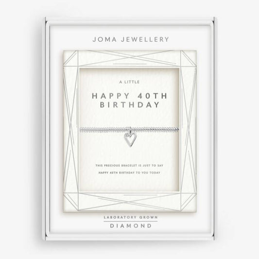 Joma Jewellery Laboratory Grown Diamond A Little Happy 40Th Birthday Silver Plated Bracelet
