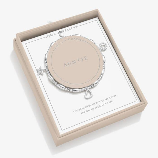 Joma Jewellery Life's A Charm Auntie Silver Plated Bracelet