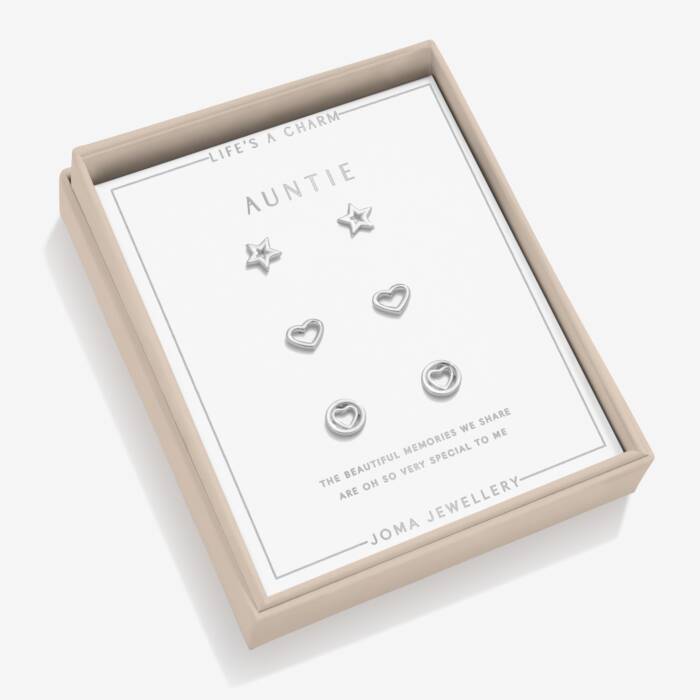 Joma Jewellery Life's A Charm Earrings Auntie Silver Plated Earrings