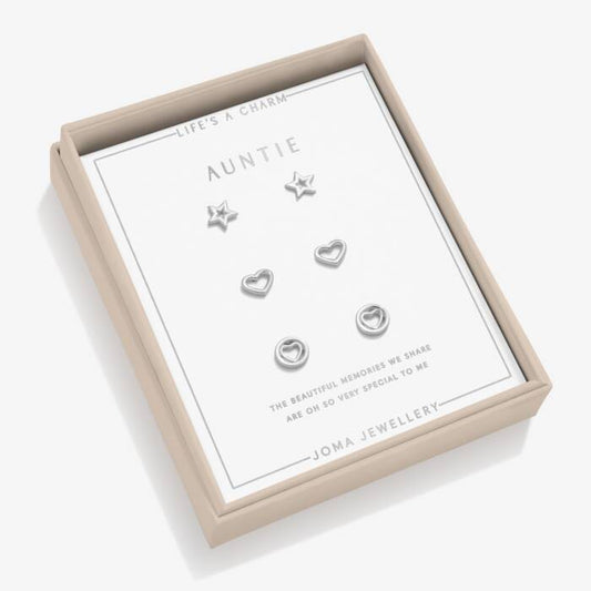 Joma Jewellery Life's A Charm Earrings Auntie Silver Plated Earrings