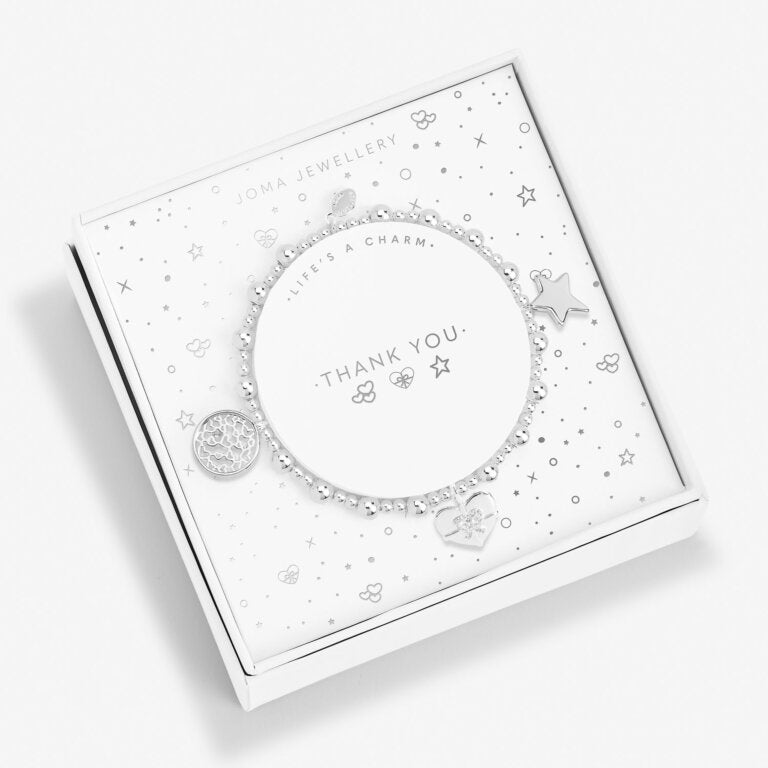 Joma Jewellery Life's A Charm Thank You Silver Plated Bracelet