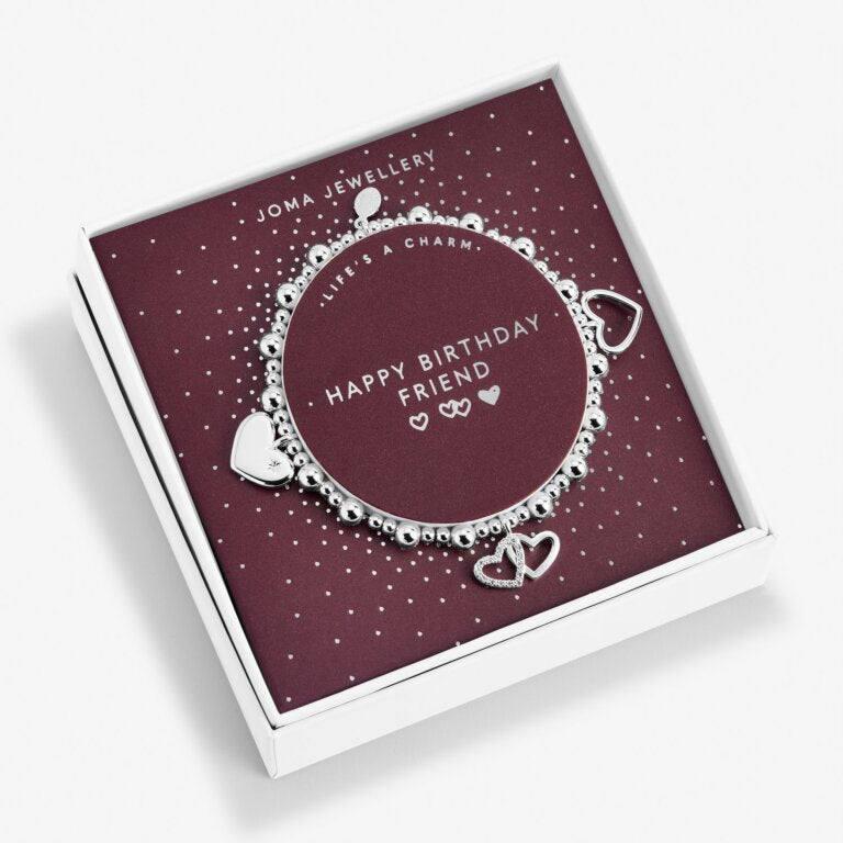 Joma Jewellery Lifes A Charm Happy Birthday Friend Silver Charm Bracelet