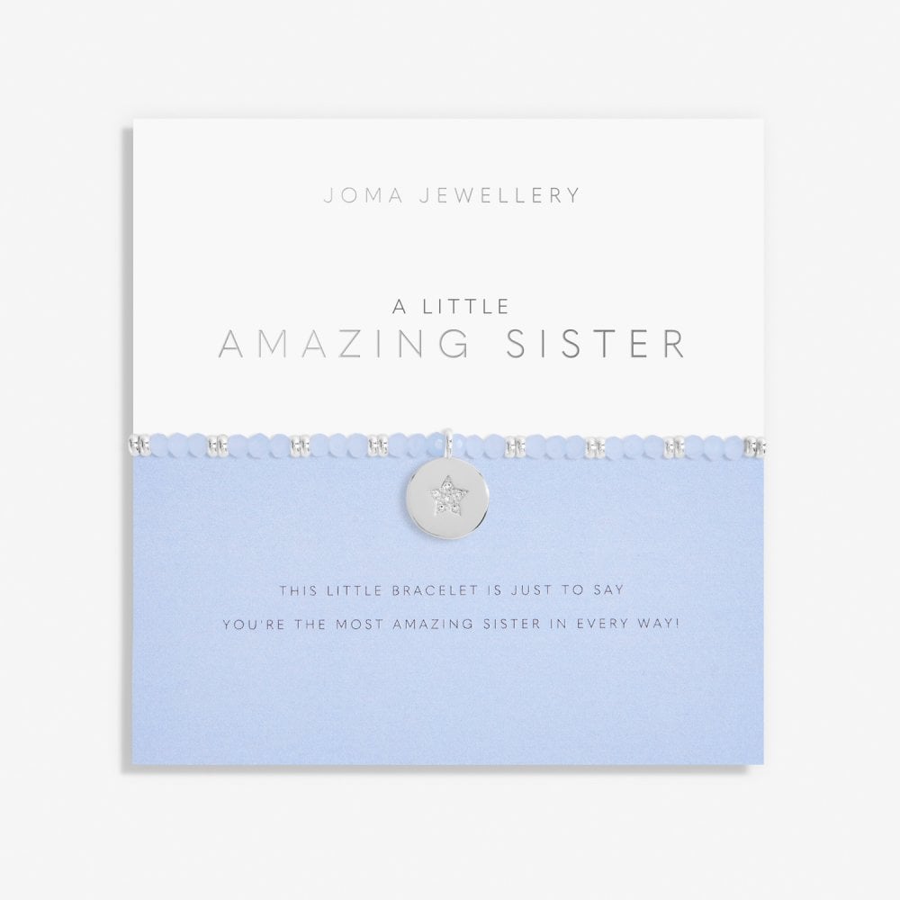 Joma Jewellery Live Life In Colour A Little Amazing Sister Silver and Blue Bracelet