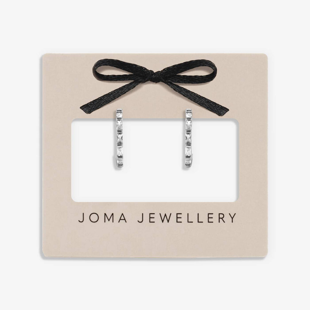 Joma Jewellery Loved By You Baguette CZ Silver Plated Hoop Earrings