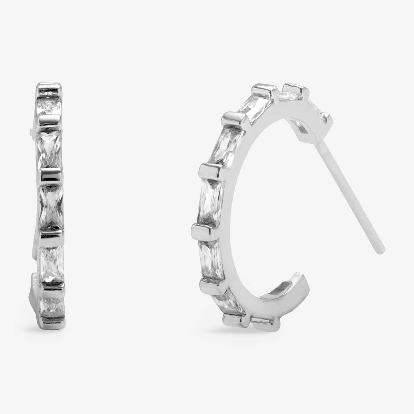 Joma Jewellery Loved By You Baguette CZ Silver Plated Hoop Earrings