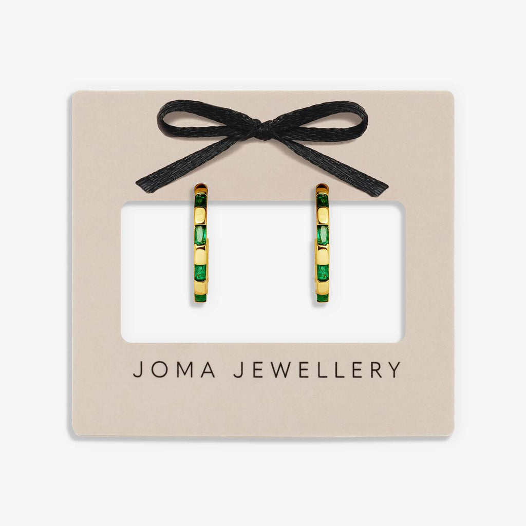 Joma Jewellery Loved By You Green CZ Gold Plated Hoop Earrings