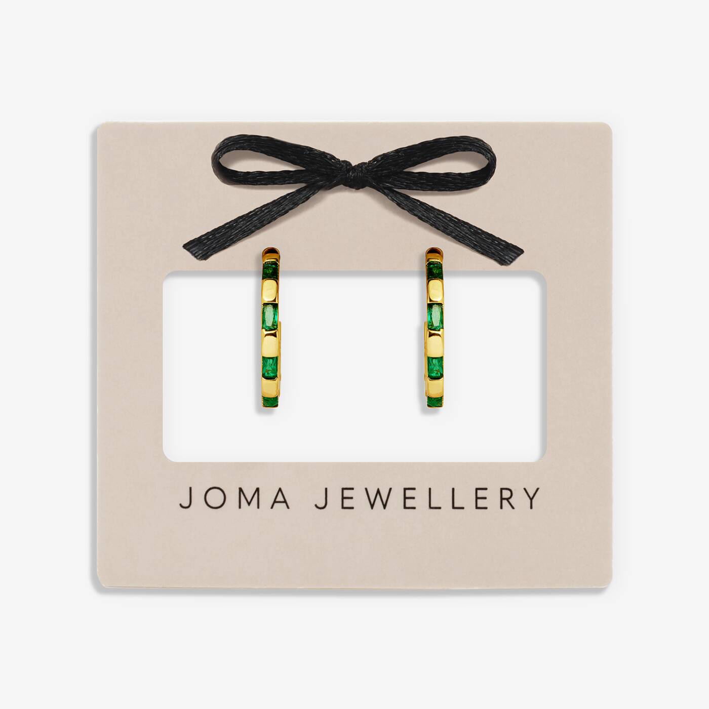 Joma Jewellery Loved By You Green CZ Gold Plated Hoop Earrings