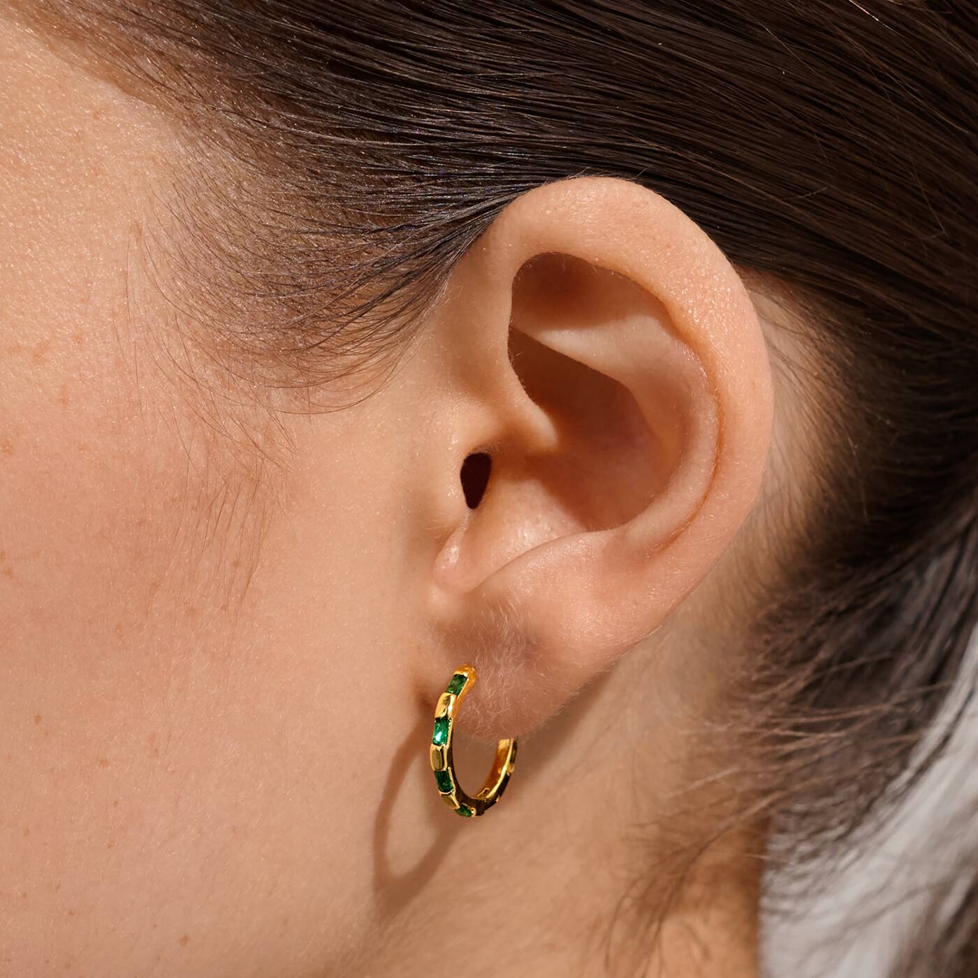 Joma Jewellery Loved By You Green CZ Gold Plated Hoop Earrings