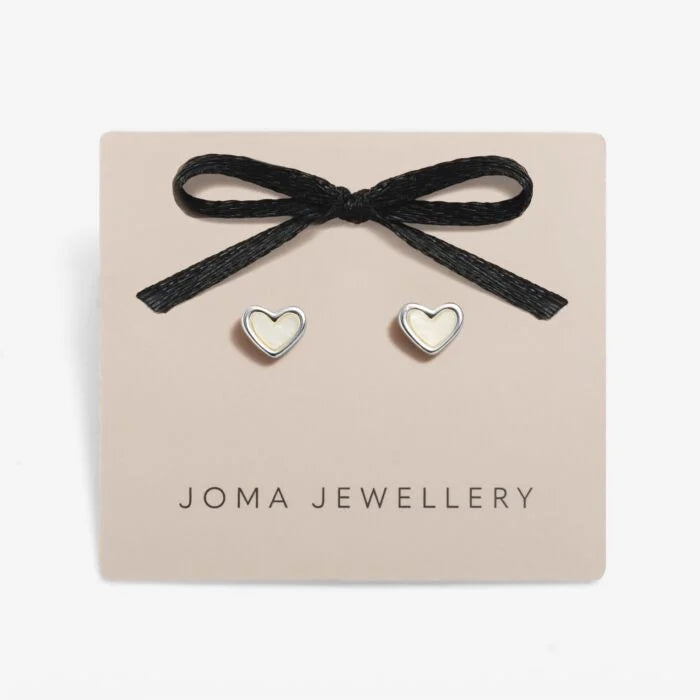 Joma Jewellery Loved By You Mother Of Pearl Heart Silver Plated Stud Earrings