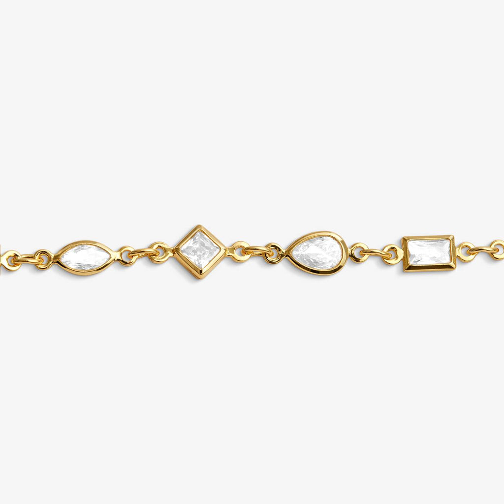 Joma Jewellery Loved By You Multi CZ Chain Gold Plated Bracelet