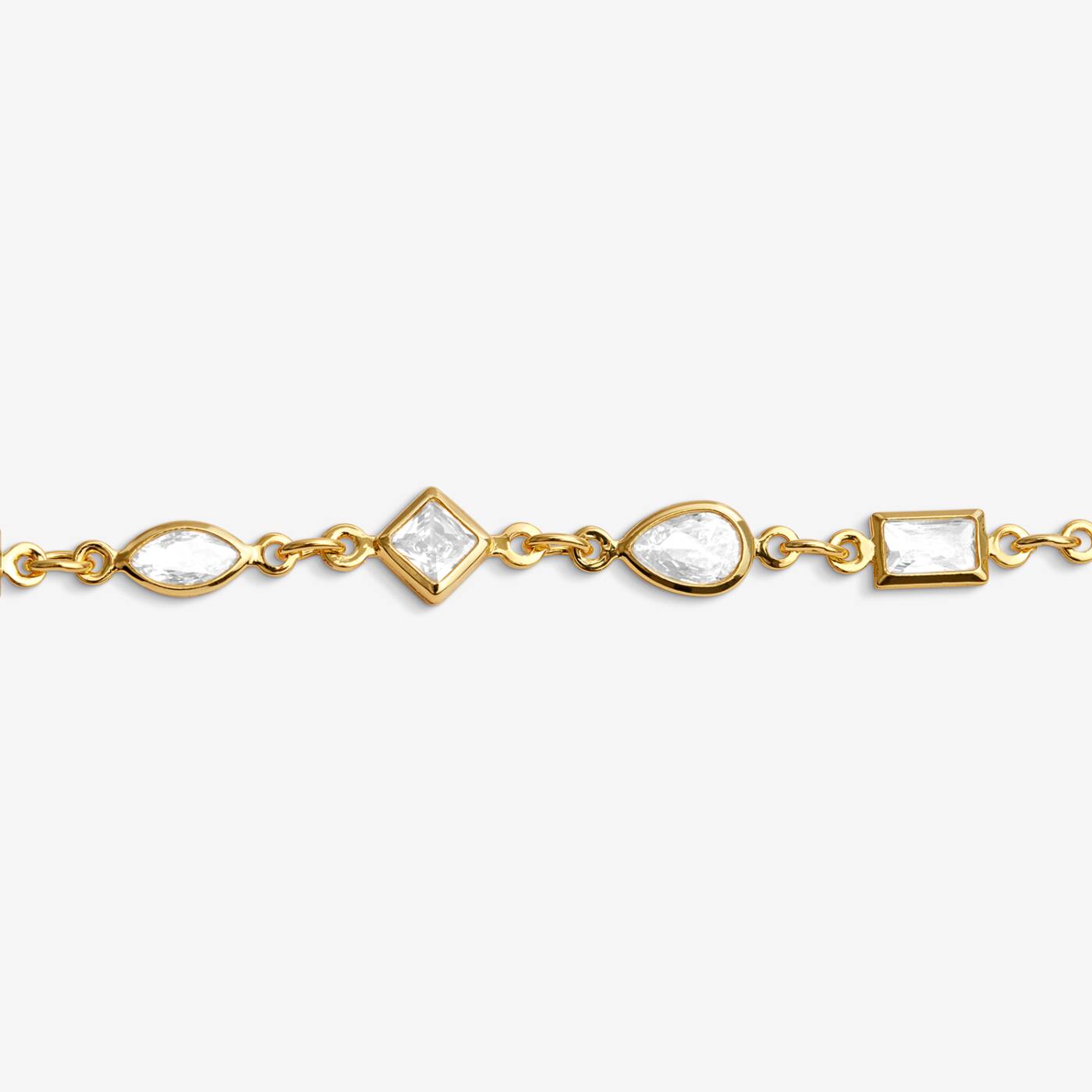 Joma Jewellery Loved By You Multi CZ Chain Gold Plated Bracelet