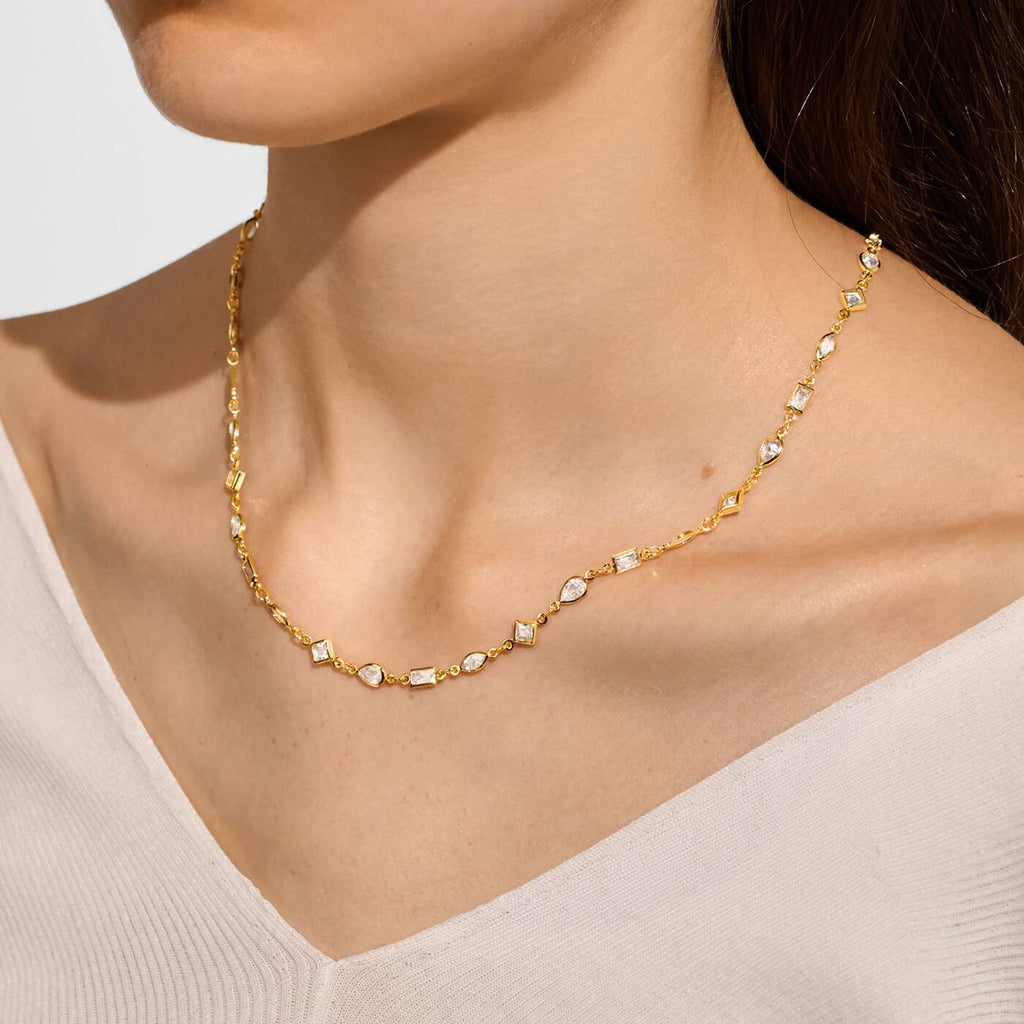 Joma Jewellery Loved By You Multi CZ Chain Gold Plated Necklace