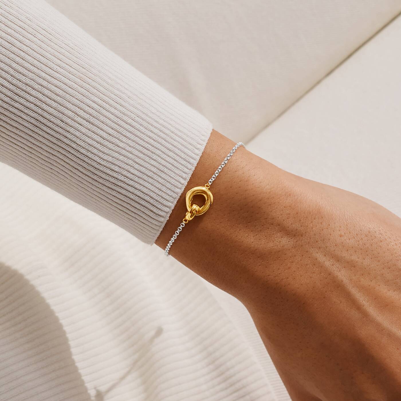 Joma Jewellery Loved By You Organic Link Silver & Gold Plated Bracelet