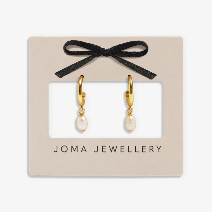 Joma Jewellery Loved By You Pearl Hoop Gold Plated Hoop Earrings