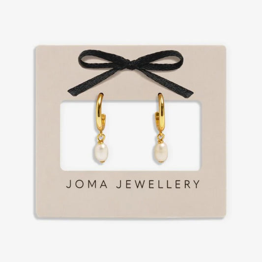 Joma Jewellery Loved By You Pearl Hoop Gold Plated Hoop Earrings