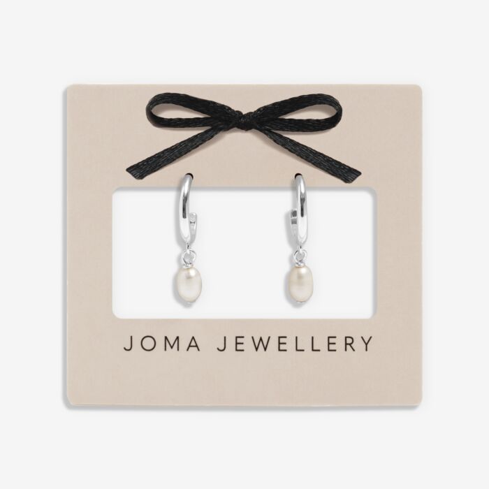Joma Jewellery Loved By You Pearl Hoop Silver Plated Hoop Earrings