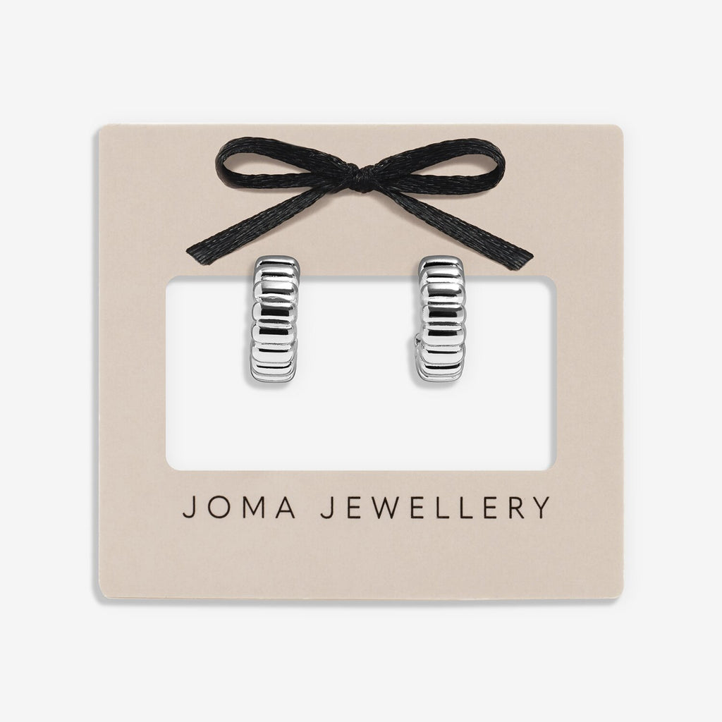 Joma Jewellery Loved By You Ridged Silver Plated Hoop Earrings