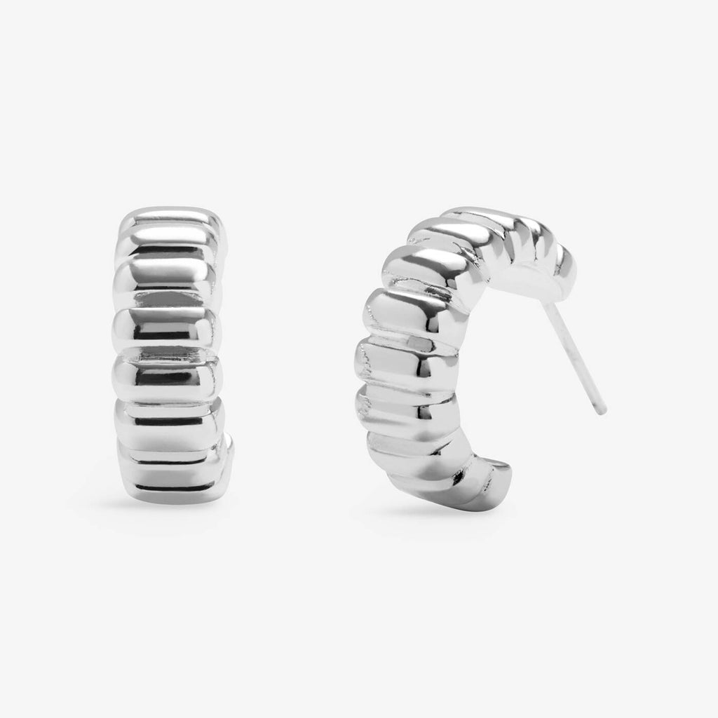 Joma Jewellery Loved By You Ridged Silver Plated Hoop Earrings