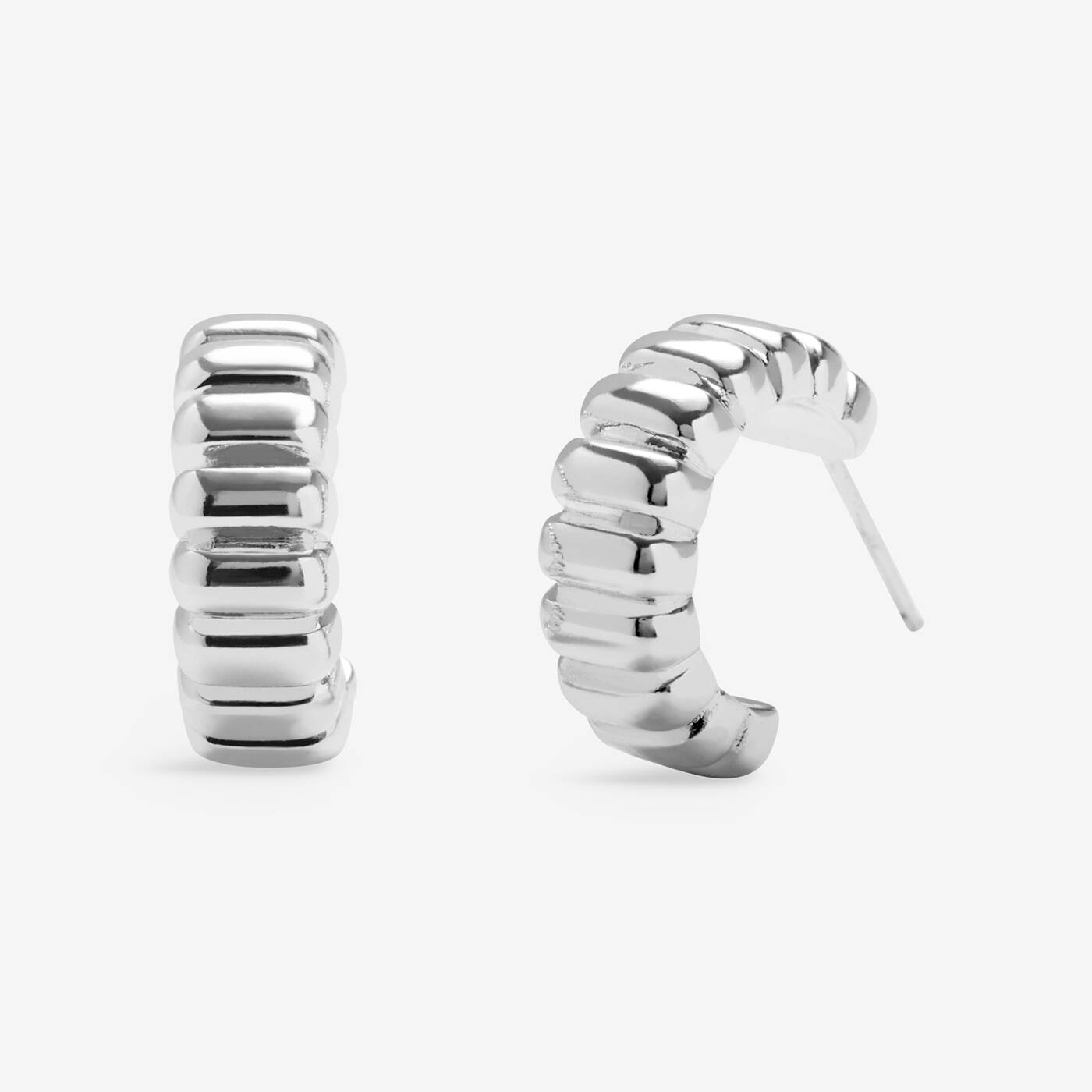 Joma Jewellery Loved By You Ridged Silver Plated Hoop Earrings