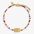 Joma Jewellery Loved By You Rose Quartz And Garnet Beaded Gold Plated Bracelet