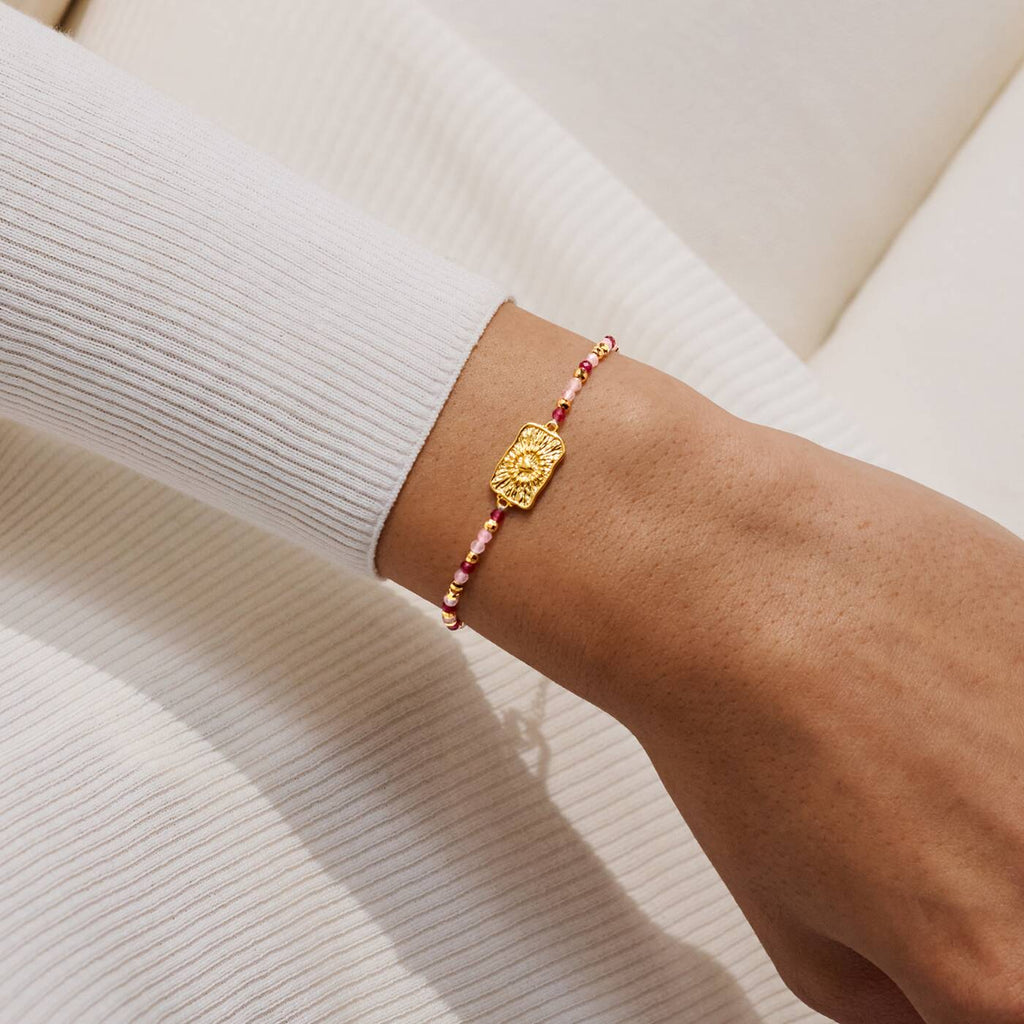 Joma Jewellery Loved By You Rose Quartz And Garnet Beaded Gold Plated Bracelet