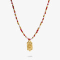Joma Jewellery Loved By You Rose Quartz And Garnet Beaded Gold Plated Necklace