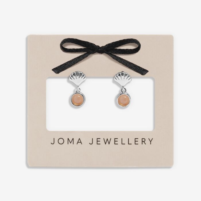 Joma Jewellery Loved By You Sunstone Shell Silver Plated Stud Earrings