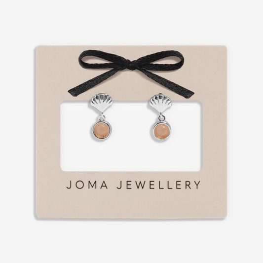 Joma Jewellery Loved By You Sunstone Shell Silver Plated Stud Earrings