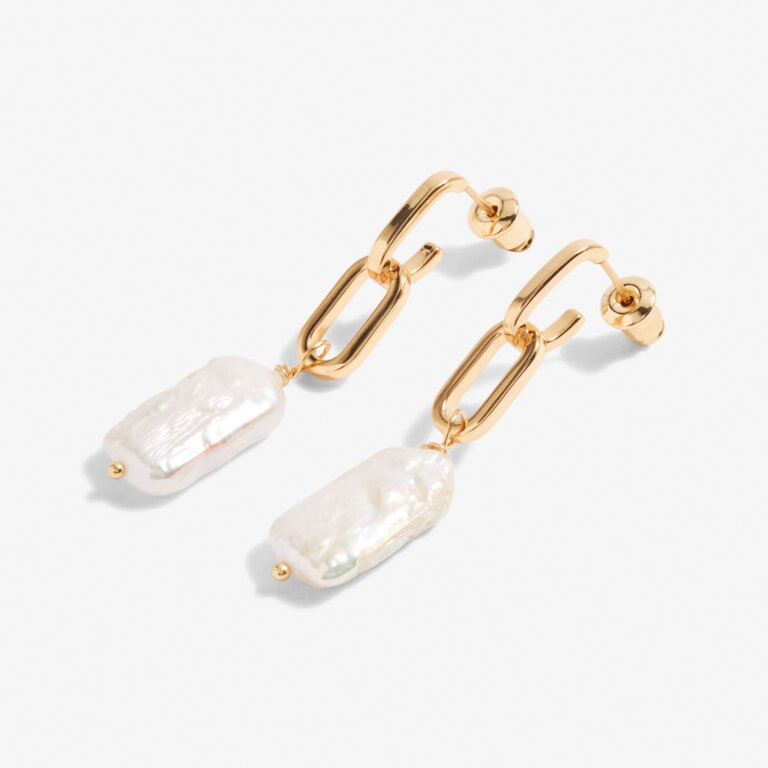 Joma Jewellery Lumi Pearl Link Gold Earrings