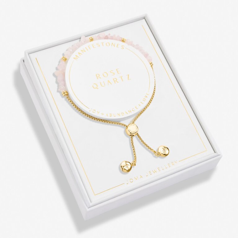 Joma Jewellery Manifestones Rose Quartz Gold Plated Bracelet