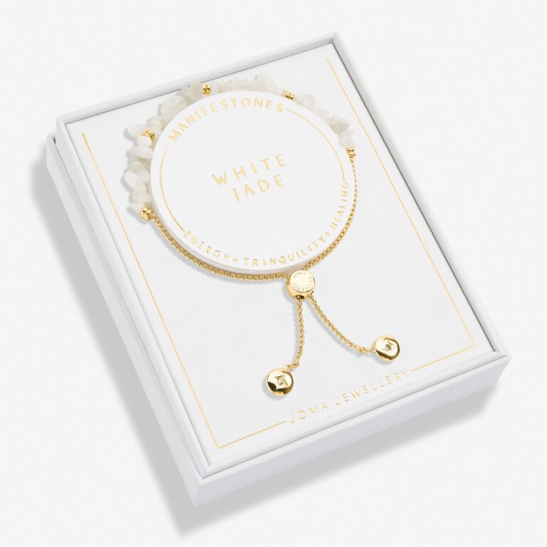 Joma Jewellery Manifestones White Jade Gold Plated Bracelet