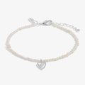 Joma Jewellery Mini Charms Cultured Freshwater Matte Pearl Cubic Zirconia Heart Silver Plated Bracelet