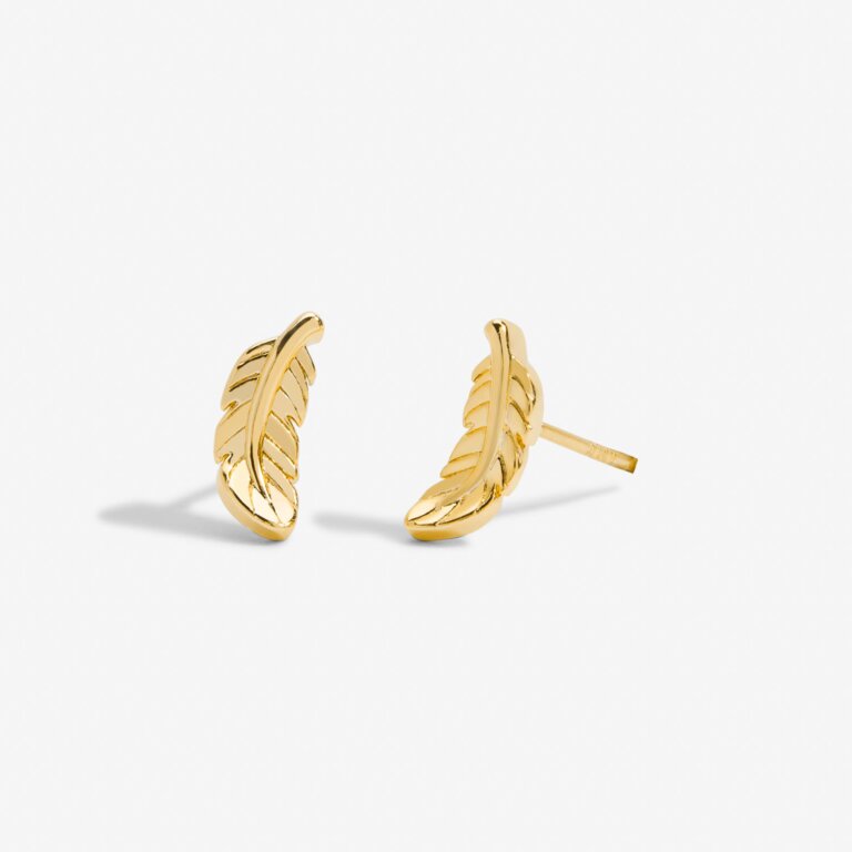 Joma Jewellery Mini Charms Feather Gold Plated Earrings
