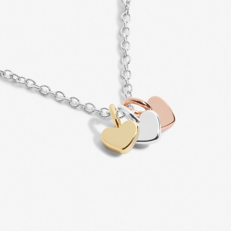 Joma Jewellery Mini Charms Hearts Silver, Gold, Rose Gold Plated Necklace