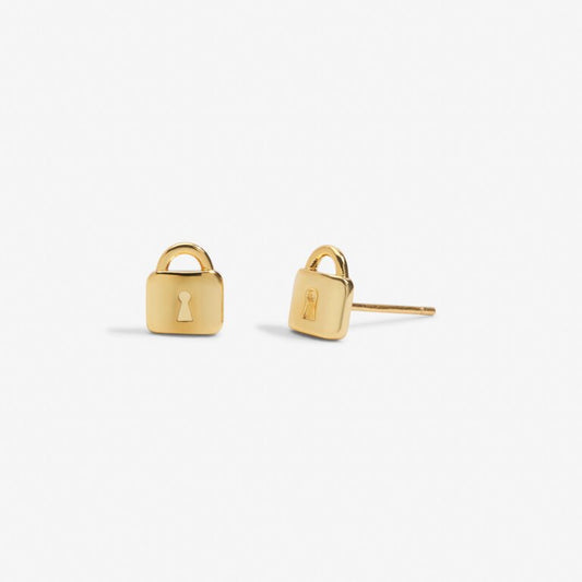 Joma Jewellery Mini Charms Lock Gold Plated Earrings