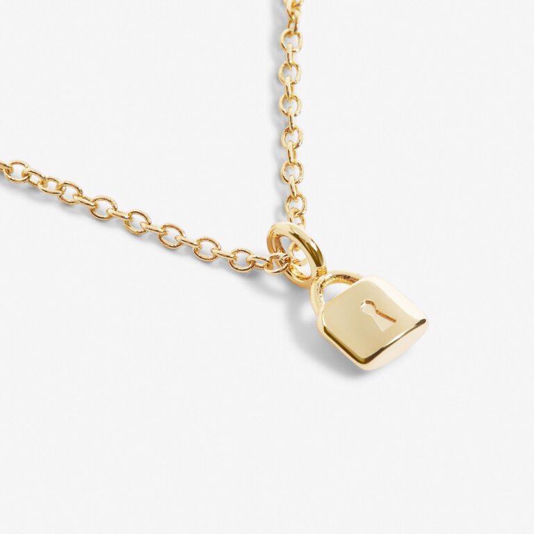 Joma Jewellery Mini Charms Lock Gold Plated Necklace