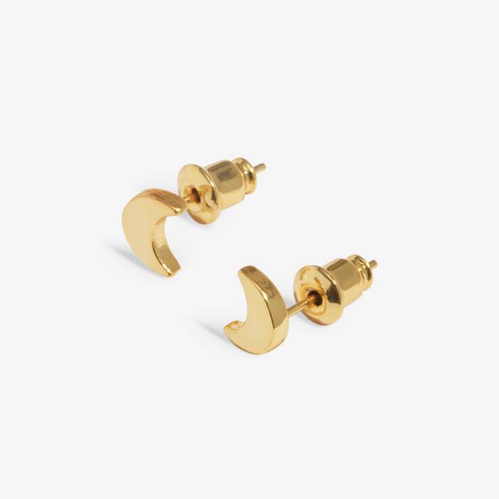 Joma Jewellery Mini Charms Moon Gold Plated Stud Earrings