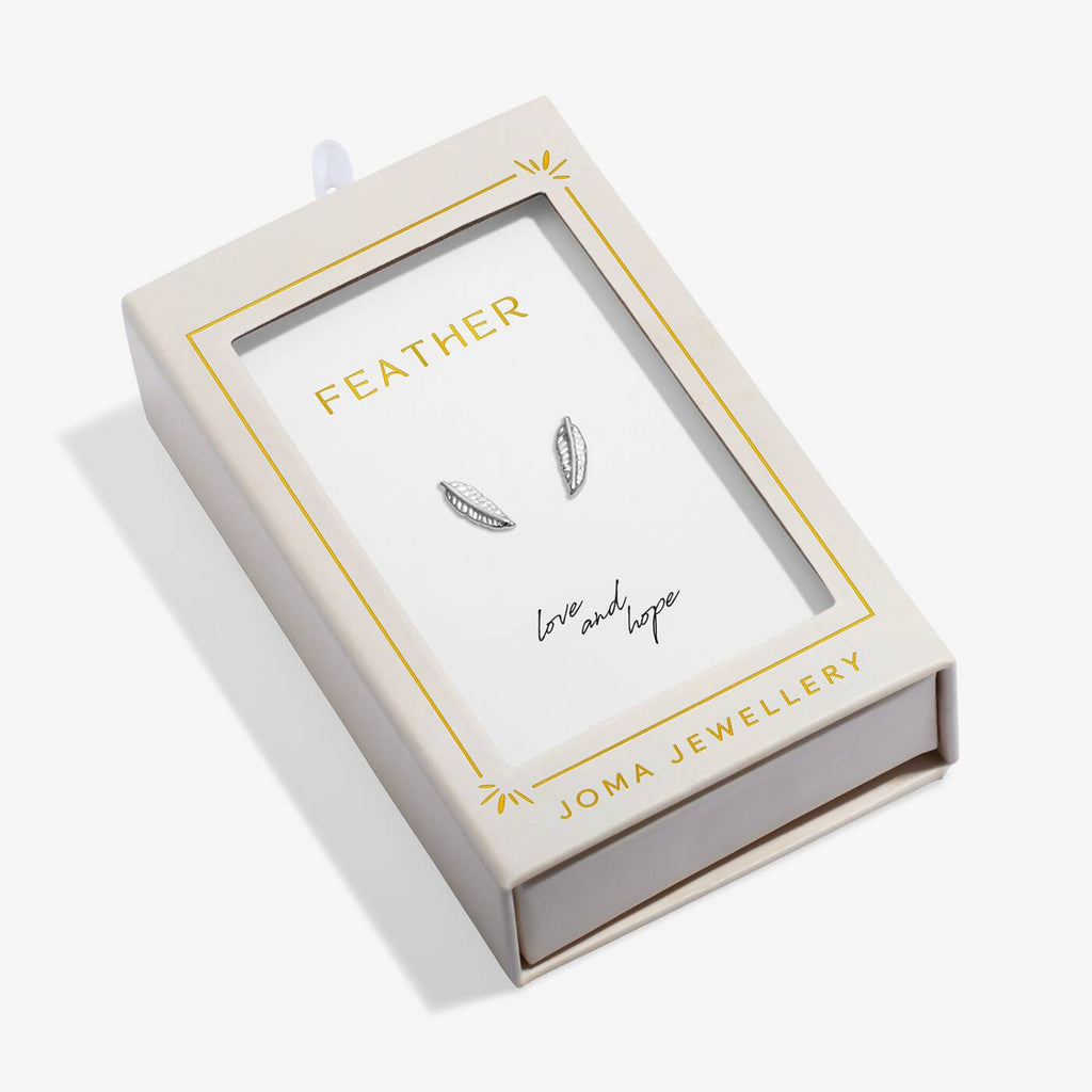 Joma Jewellery Moments To Shine Feather Silver Plated Stud Earrings