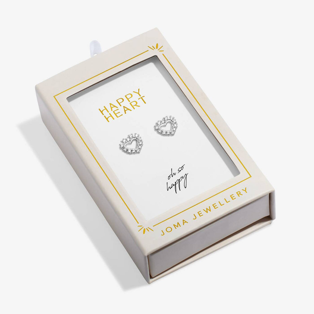 Joma Jewellery Moments To Shine Happy Heart Silver Plated Stud Earrings