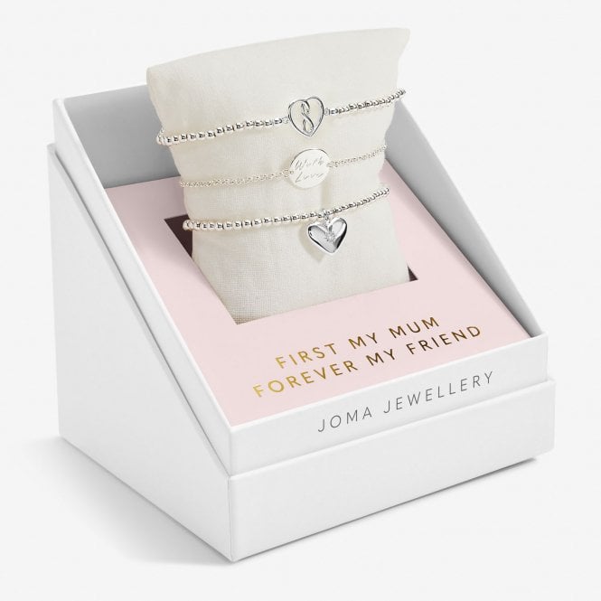 Joma Jewellery Mother's Day Celebrate You Gift Box First My Mum Forever My Friend Silver Plated Set Of 3 Bracelets