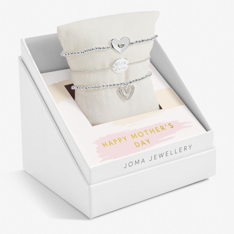 Joma Jewellery Mother's Day Celebrate You Gift Box Happy Mother's Day Silver Plated Set Of 3 Bracelets