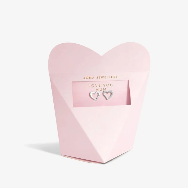 Joma Jewellery Mother's Day From The Heart Gift Box Love You Mum Silver Plated Earrings