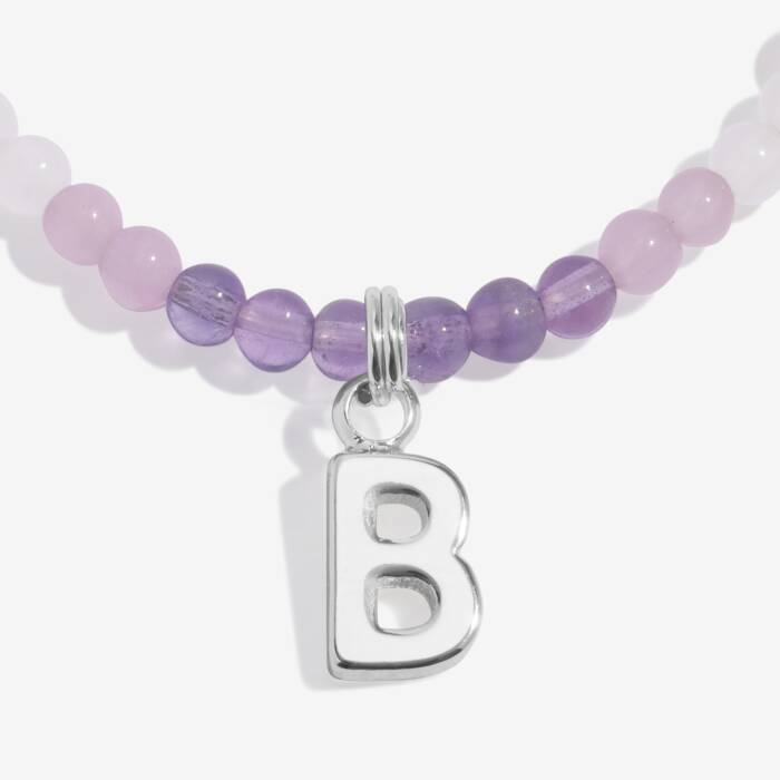 Joma Jewellery My Alphabet B Pink, Lilac & Silver Plated Children's Bracelet