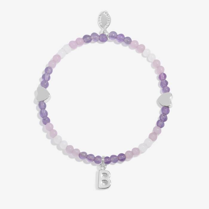 Joma Jewellery My Alphabet B Pink, Lilac & Silver Plated Children's Bracelet