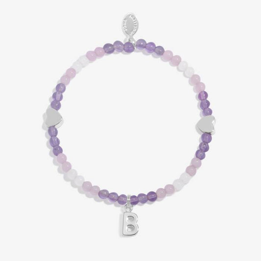 Joma Jewellery My Alphabet B Pink, Lilac & Silver Plated Children's Bracelet