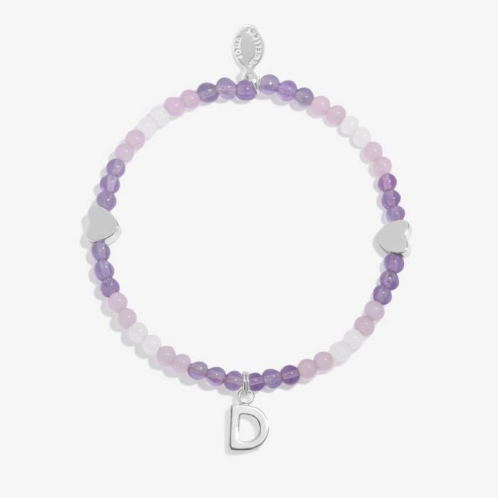 Joma Jewellery My Alphabet D Pink, Lilac & Silver Plated Children's Bracelet